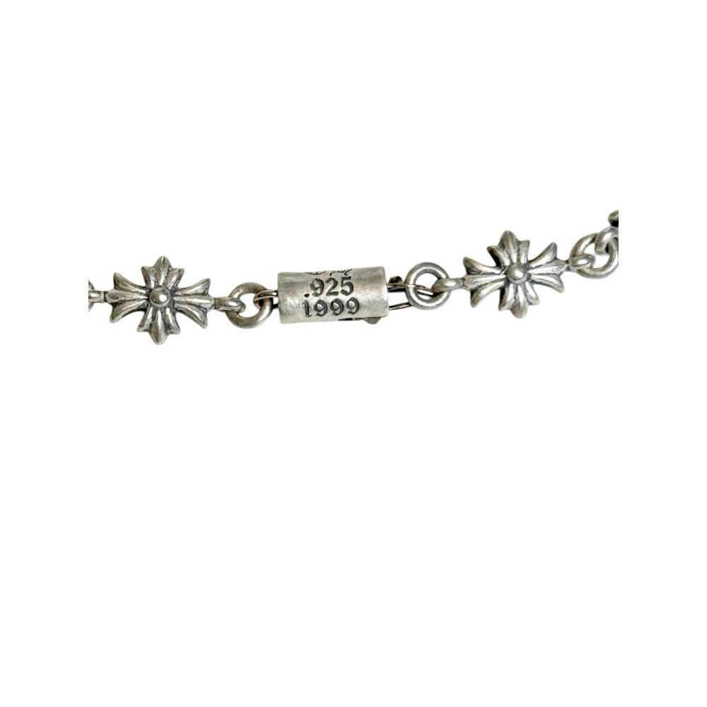 Chrome Hearts Fleur De Lis Pendent Tiny E Cross .925 Silver Necklace - Picture 3 of 8